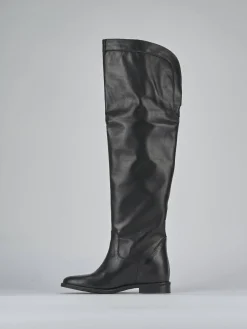 Stivali tacco 2cm pelle nero