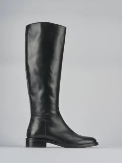 Stivali tacco 2cm pelle nero