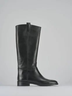 Stivali tacco 2cm pelle nero