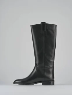 Stivali tacco 2cm pelle nero