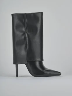 Stivali tacco 10cm pelle sostenibile nero