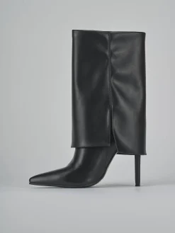 Stivali tacco 10cm pelle sostenibile nero