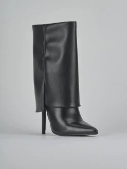 Stivali tacco 10cm pelle sostenibile nero