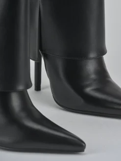 Stivali tacco 10cm pelle sostenibile nero