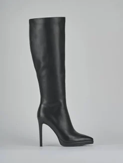 Stivali tacco 10cm pelle sostenibile nero