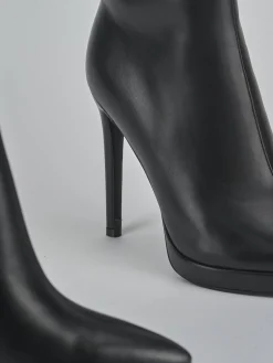 Stivali tacco 10cm pelle sostenibile nero