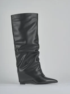 Stivali tacco 10cm pelle sostenibile nero