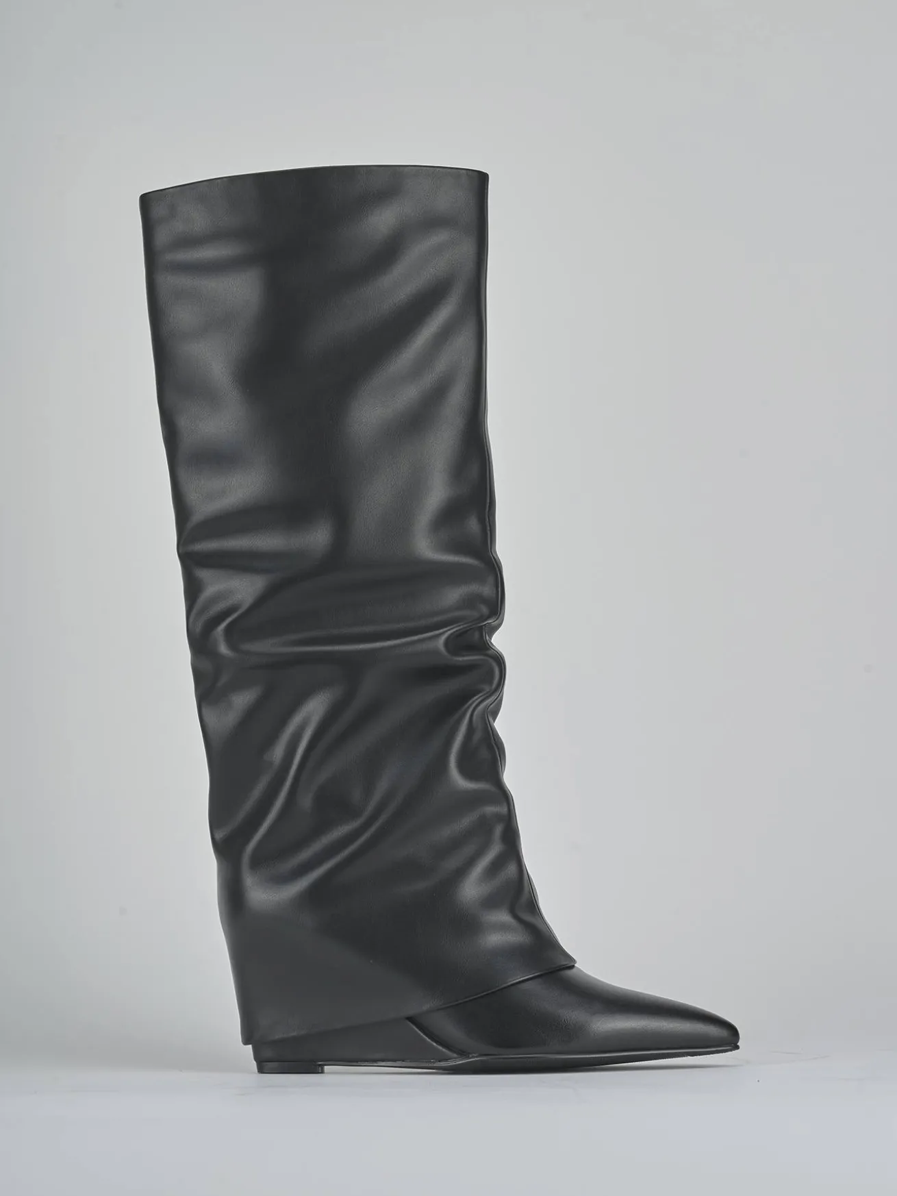 Stivali tacco 10cm pelle sostenibile nero