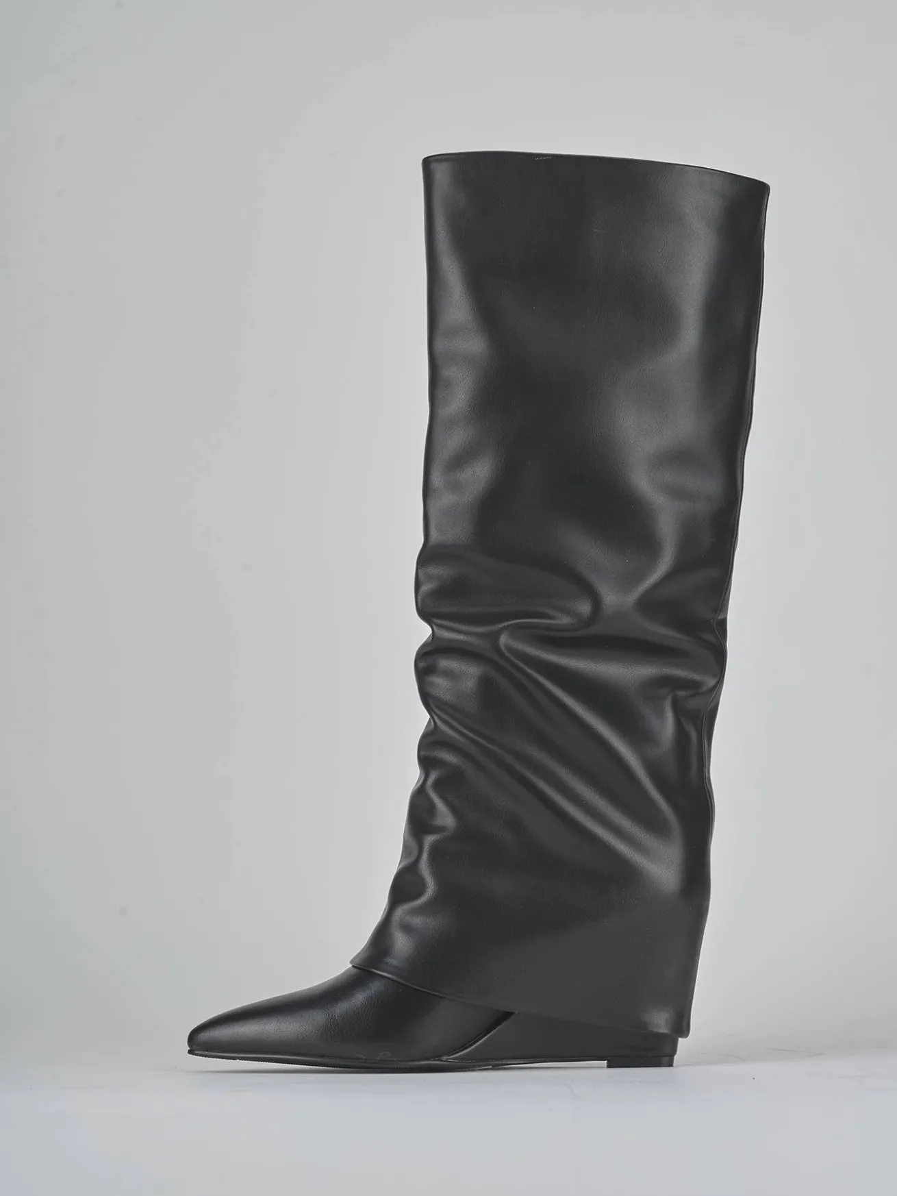 Stivali tacco 10cm pelle sostenibile nero