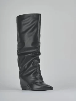 Stivali tacco 10cm pelle sostenibile nero