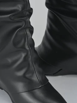 Stivali tacco 10cm pelle sostenibile nero