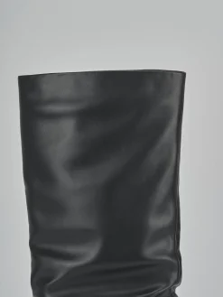 Stivali tacco 10cm pelle sostenibile nero