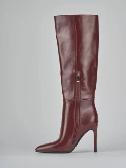 Stivali tacco 10cm pelle sostenibile rosso