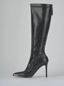 Stivali tacco 10cm pelle sostenibile nero