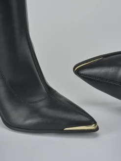 Stivali tacco 10cm pelle sostenibile nero