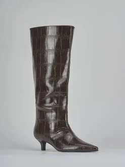 Stivali tacco 4cm pelle sostenibile testa