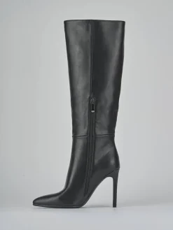 Stivali tacco 10cm pelle sostenibile nero