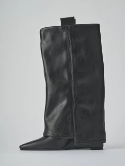 Stivali tacco 10cm pelle sostenibile nero