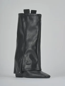 Stivali tacco 10cm pelle sostenibile nero