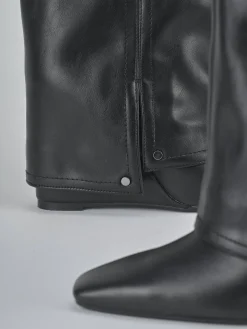 Stivali tacco 10cm pelle sostenibile nero