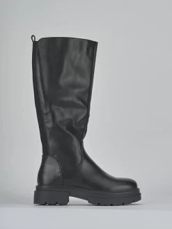 Stivali tacco 1cm pelle sostenibile nero