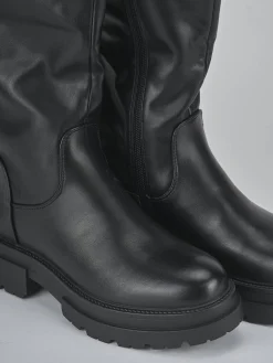 Stivali tacco 1cm pelle sostenibile nero