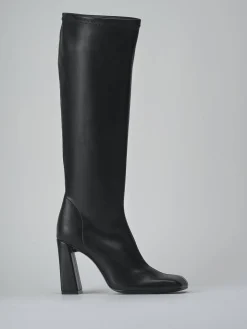 Stivali tacco 9cm pelle sostenibile nero