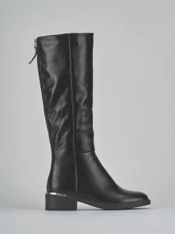 Stivali tacco 4cm pelle sostenibile nero