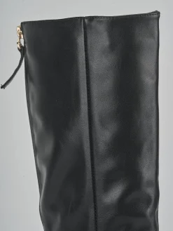 Stivali tacco 4cm pelle sostenibile nero