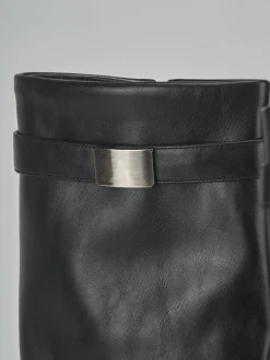 Stivali tacco 10cm pelle sostenibile nero