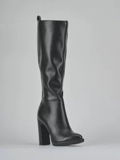 Stivali tacco 11cm pelle sostenibile nero