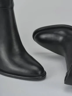 Stivali tacco 8cm pelle sostenibile nero