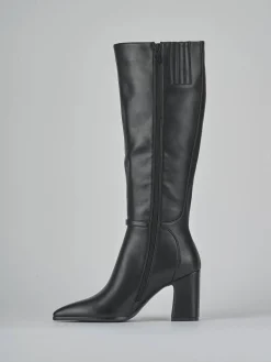 Stivali tacco 9cm pelle sostenibile nero