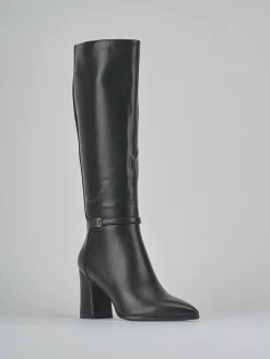 Stivali tacco 9cm pelle sostenibile nero