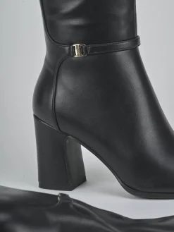 Stivali tacco 9cm pelle sostenibile nero