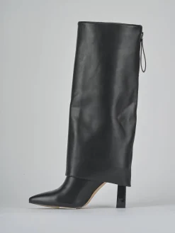 Stivali tacco 10cm pelle sostenibile nero