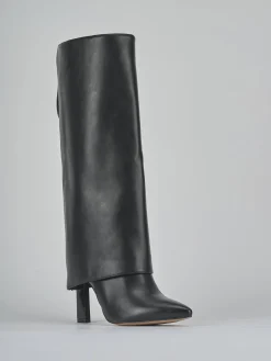 Stivali tacco 10cm pelle sostenibile nero