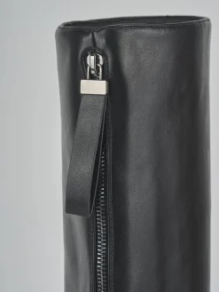 Stivali tacco 10cm pelle sostenibile nero