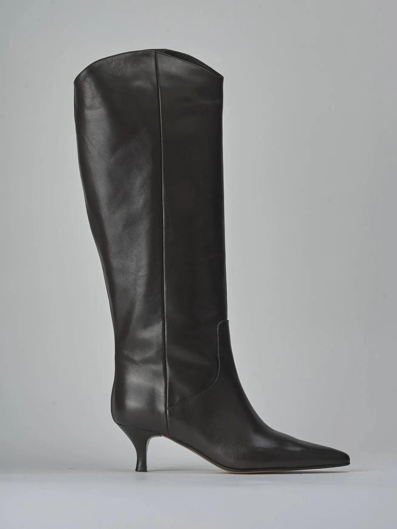 Stivali tacco 5cm pelle testa