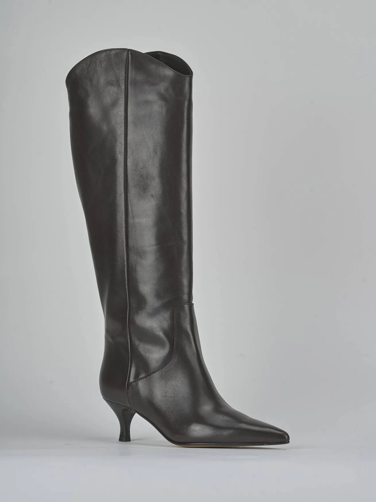 Stivali tacco 5cm pelle testa