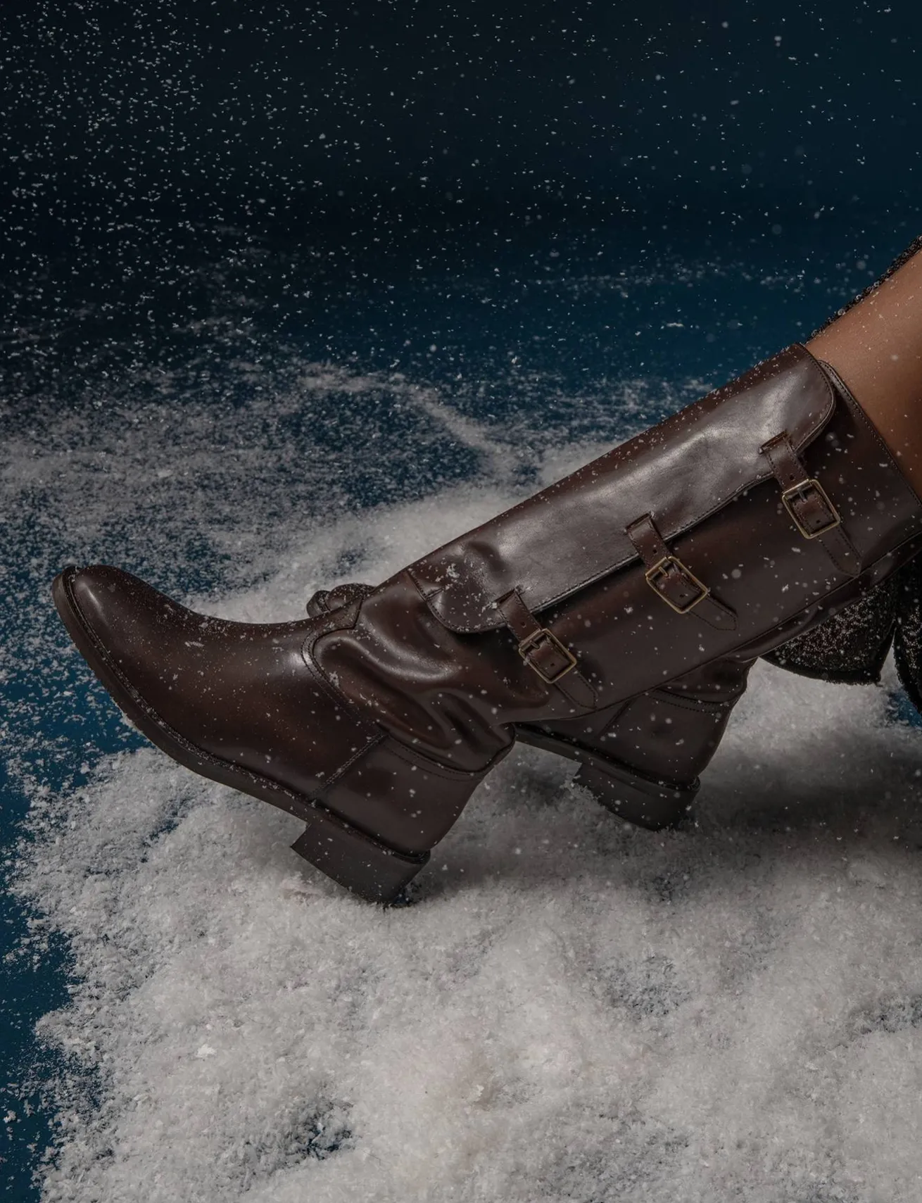 Stivali tacco 3cm pelle testa