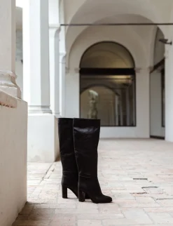 Stivali tacco 8cm pelle testa