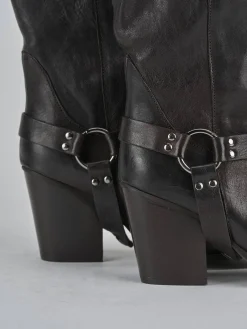 Stivali tacco 7cm pelle testa