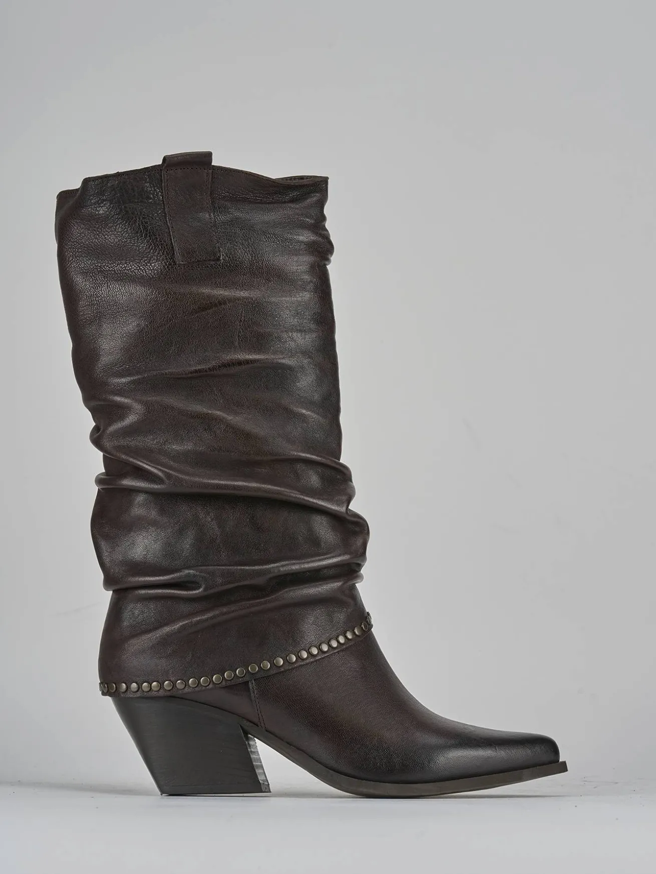 Stivali tacco 8cm pelle testa