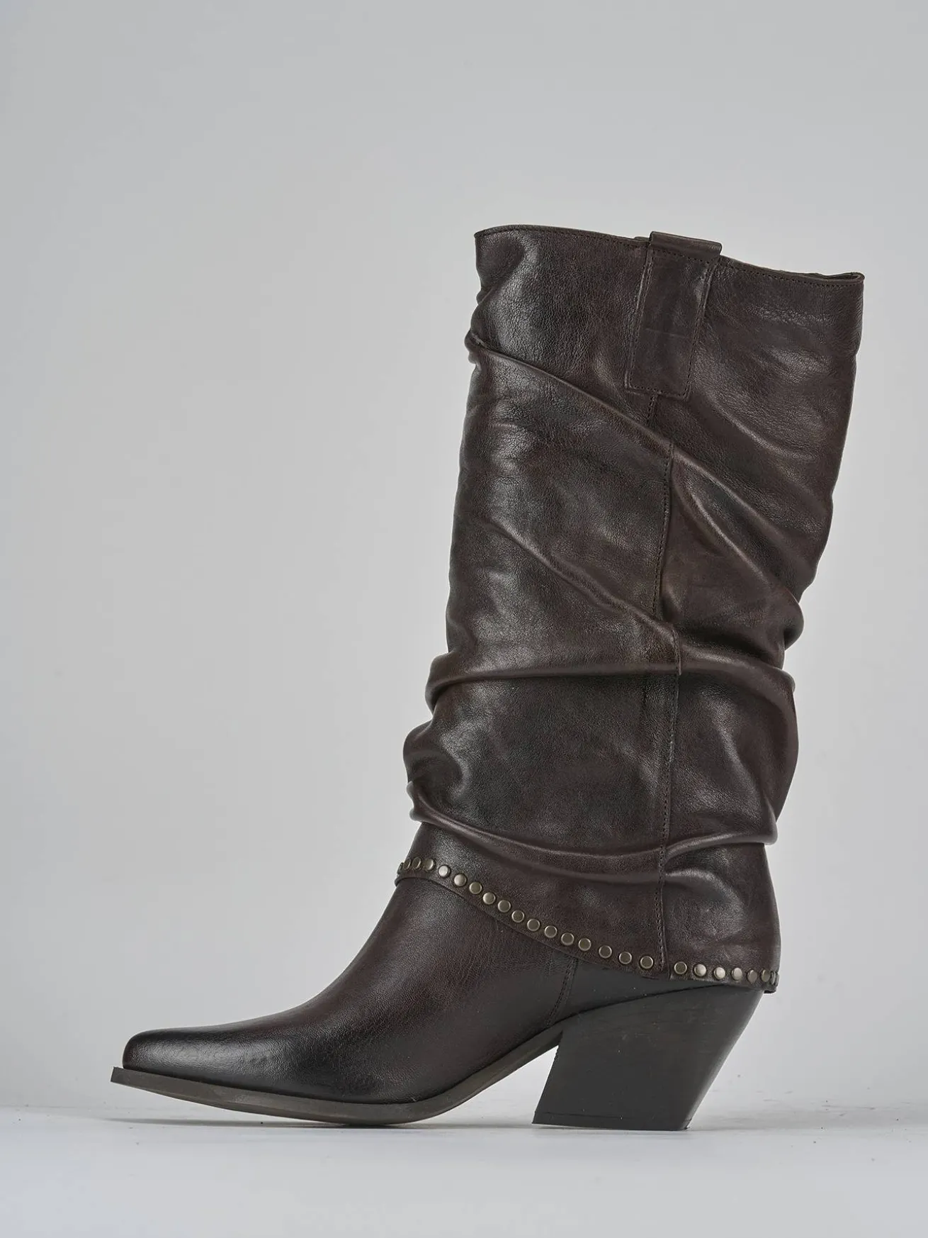 Stivali tacco 8cm pelle testa