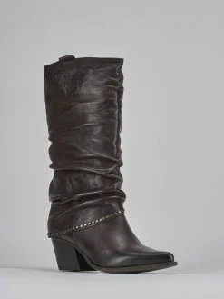 Stivali tacco 8cm pelle testa