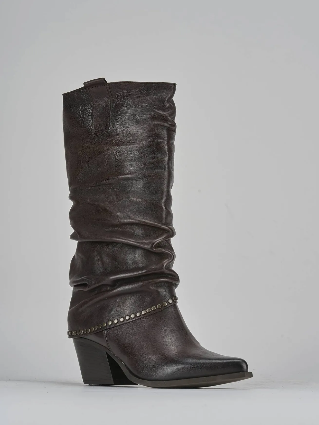 Stivali tacco 8cm pelle testa