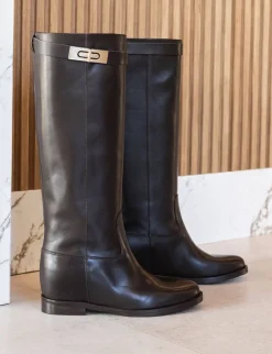 Stivali tacco 2cm pelle testa