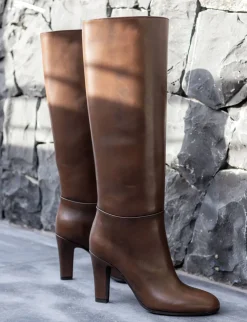 Stivali tacco 9cm pelle testa