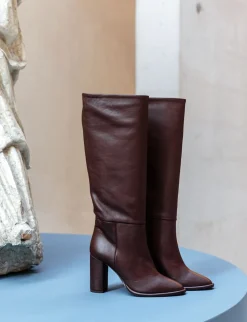 Stivali tacco 9cm pelle testa